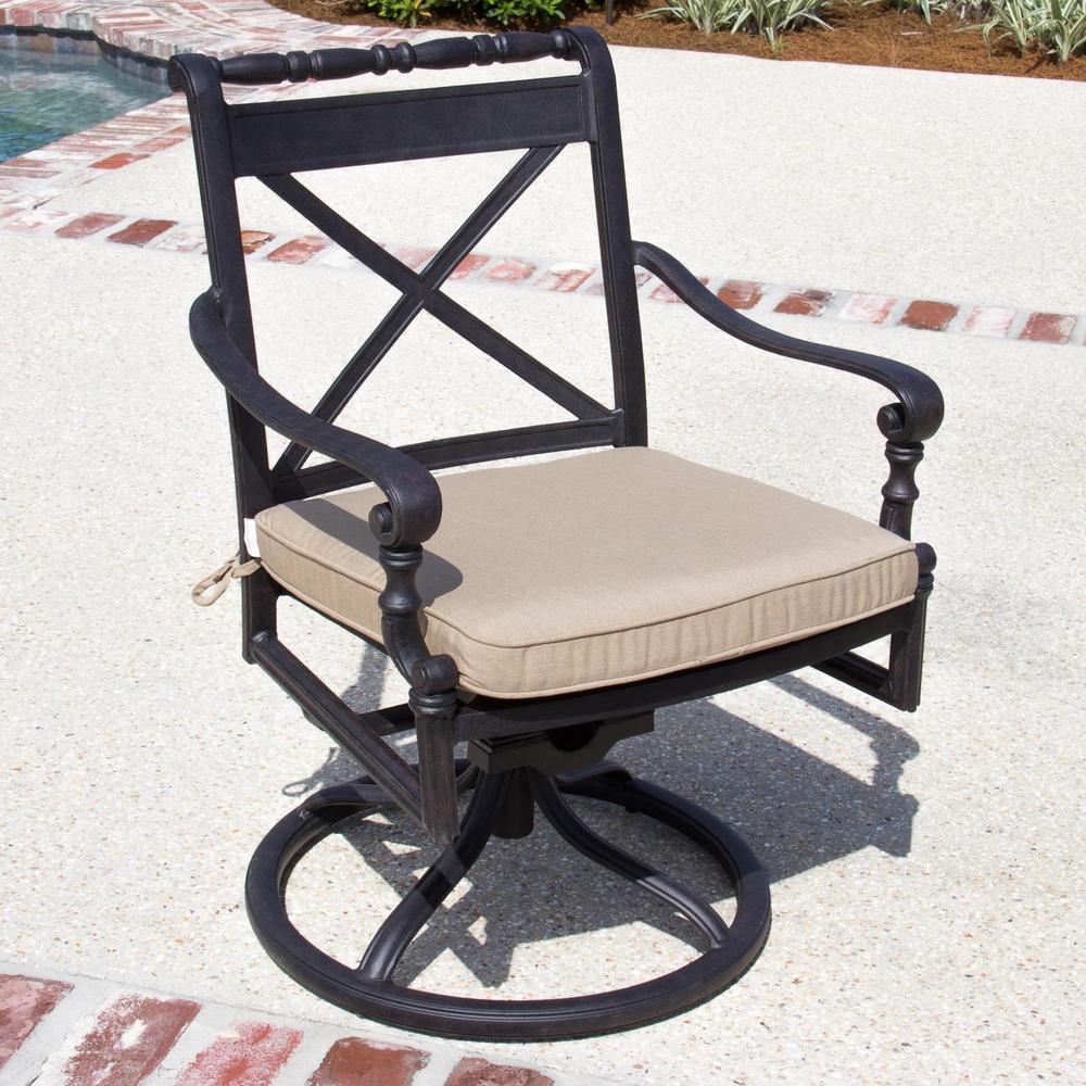 Carrolton 6-Person Cast Aluminum Patio Dining Set With 2 Swivel Rockers and Rectangular Table
