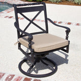 Carrolton 6-Person Cast Aluminum Patio Dining Set With 2 Swivel Rockers and Rectangular Table