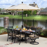 Carrolton 6-Person Cast Aluminum Patio Dining Set With 2 Swivel Rockers and Rectangular Table