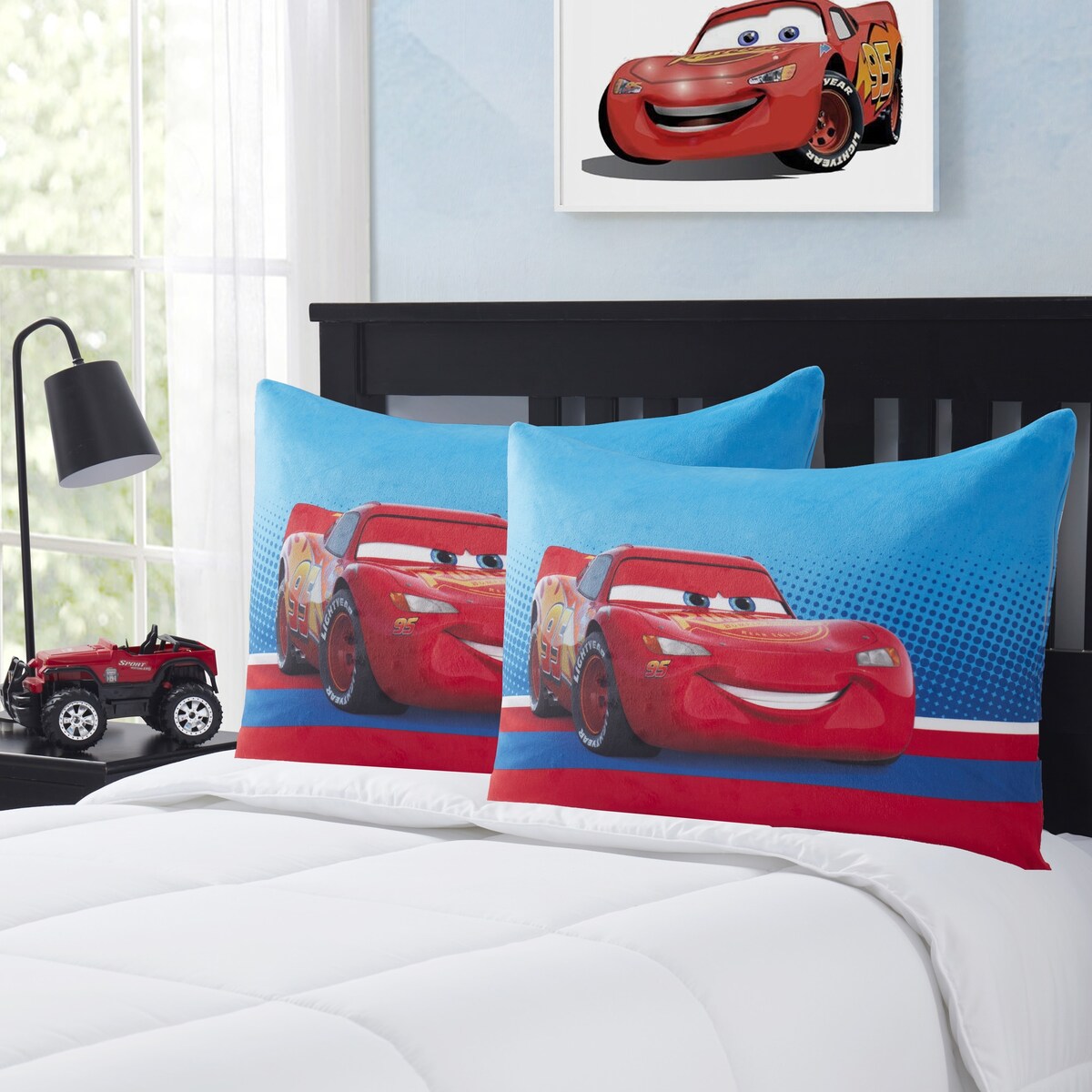 Cars Lightning McQueen Reversible 20" x 26" Bed Pillow 2 Pack