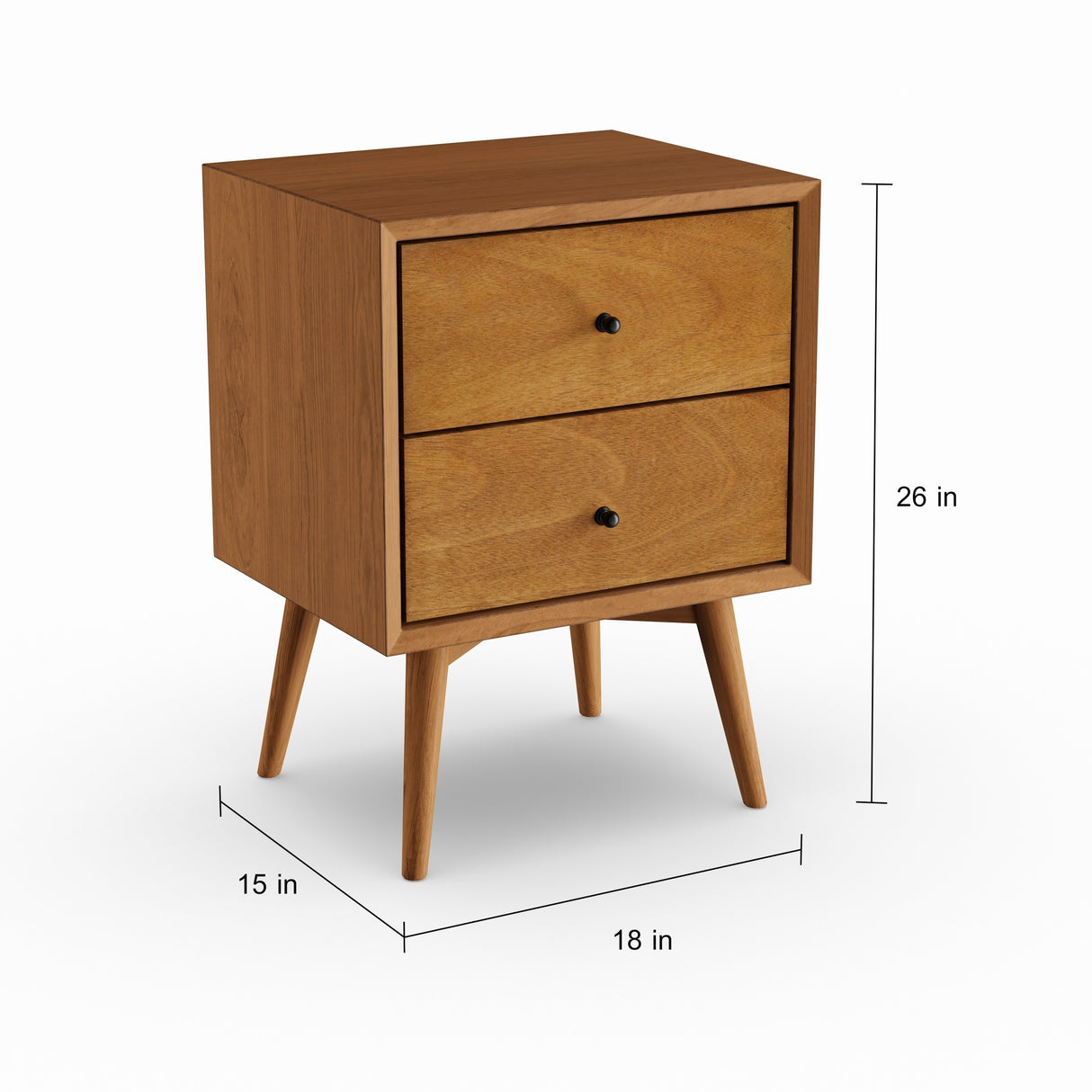 Mid-century Wood/Veneer 2-drawer Nightstand