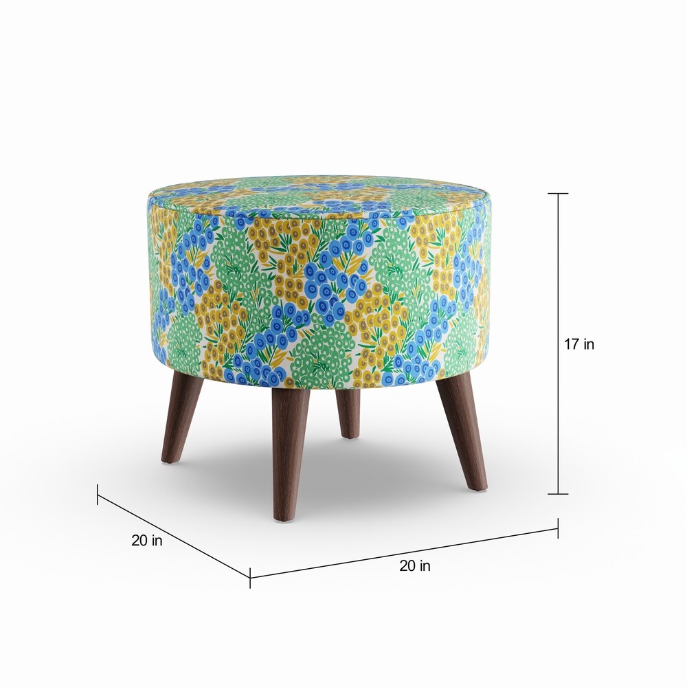 The Curated Nomad Borgarnes Round Ottoman with Splayed Legs in Prints