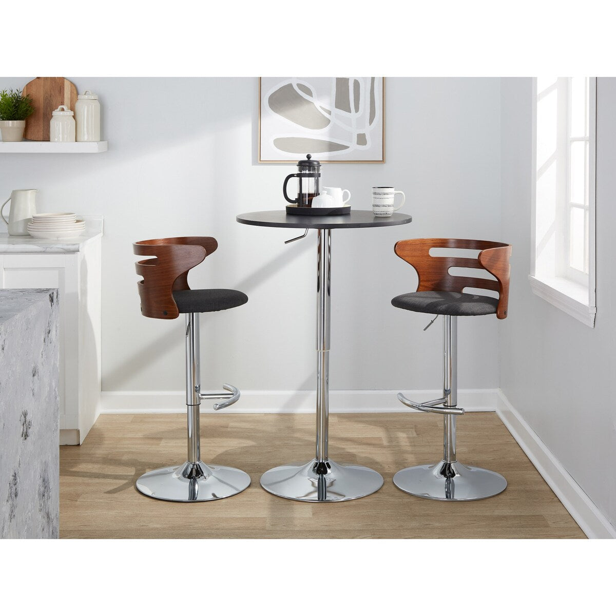 Carson Carrington Cranagh Adjustable Bar Stool with Rounded T Footrest (Set of 2)