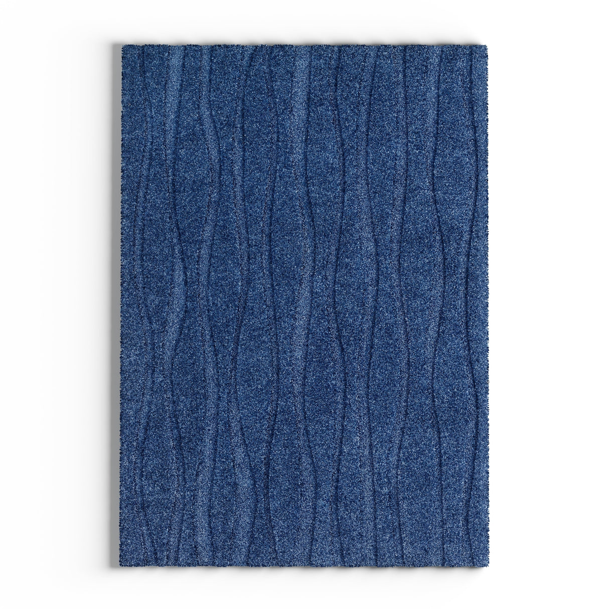 Carson Carrington Holstebro Blue/Gold Wavy Stripe Shag Area Rug