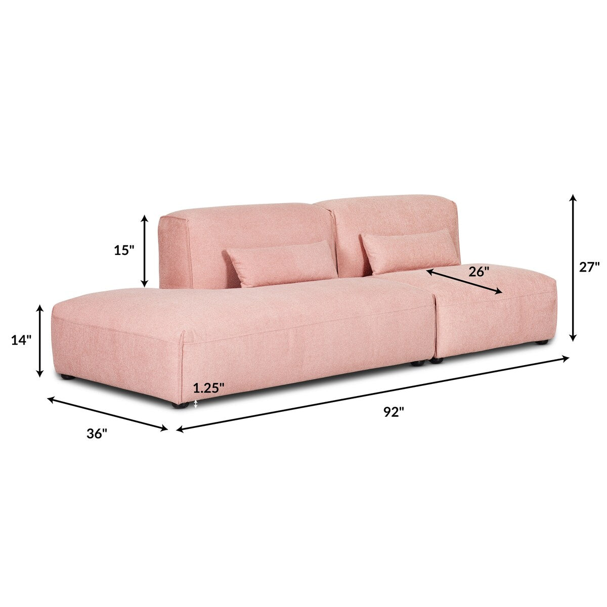 Poly and Bark Infina Left Armless Modular 2 Piece Sofa