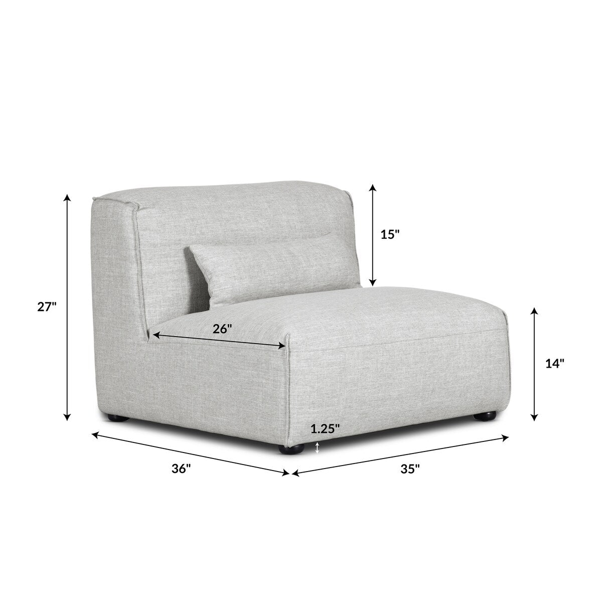 Poly and Bark Infina Left Armless Modular 2 Piece Sofa