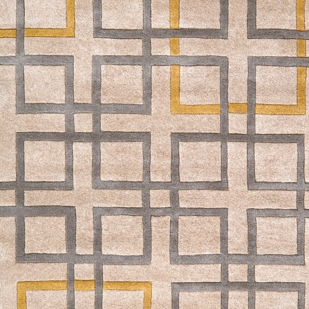 Carson Carrington Kolding Hand-tufted Grey Geometric Squares Wool Area Rug - 8' Round/Surplus