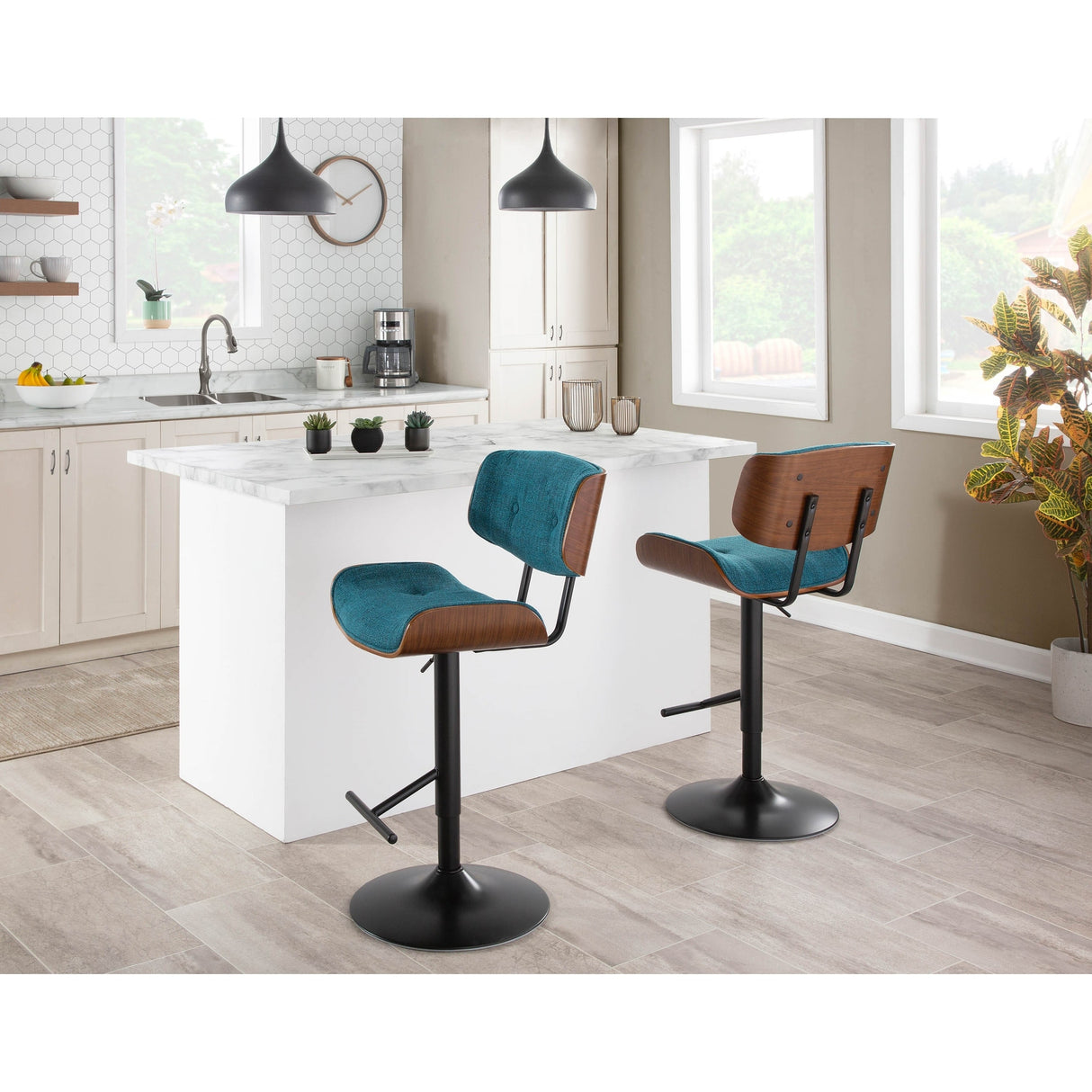 Carson Carrington Leksand Adjustable Bar Stool with Straight T Footrest (Set of 2)