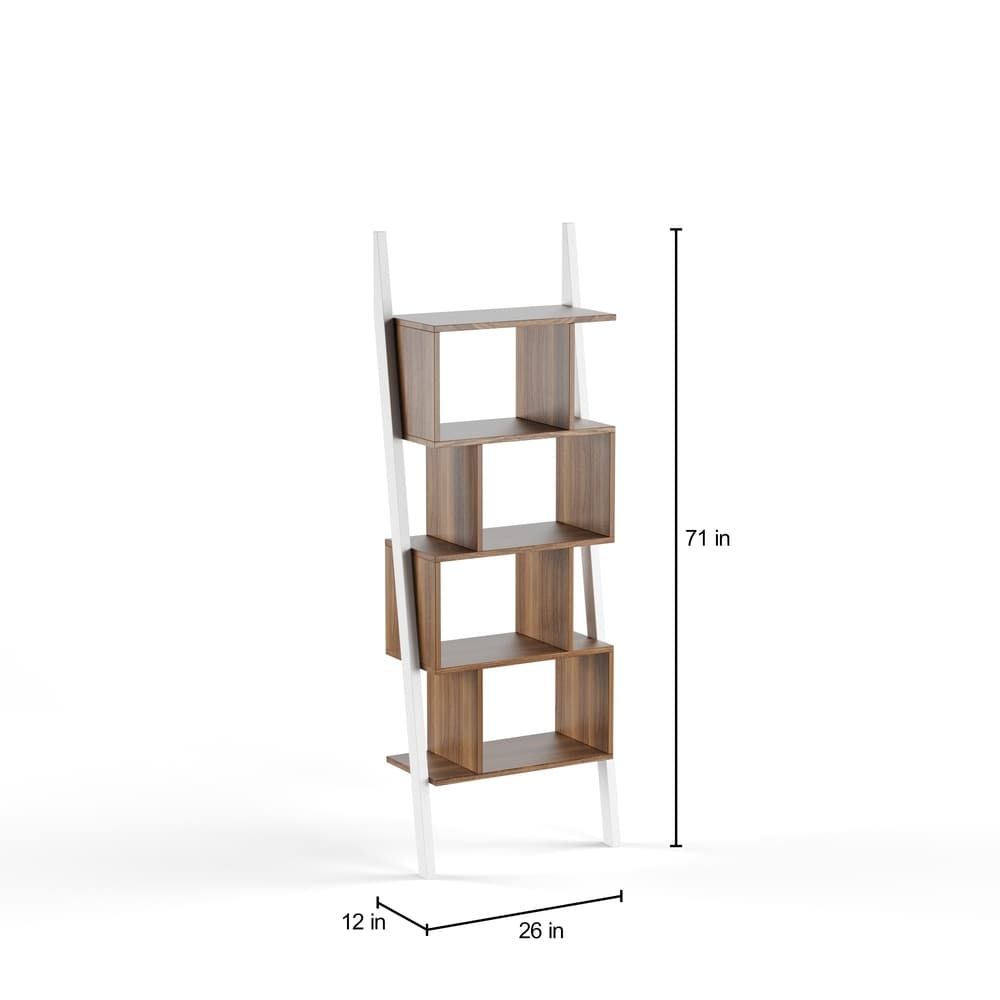 Lena Transitional Two-tone 5-Shelf Bookshelf Display Stand by Carson Carrington