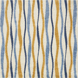 Carson Carrington Holstebro Blue/Gold Wavy Stripe Shag Area Rug
