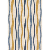 Carson Carrington Holstebro Blue/Gold Wavy Stripe Shag Area Rug