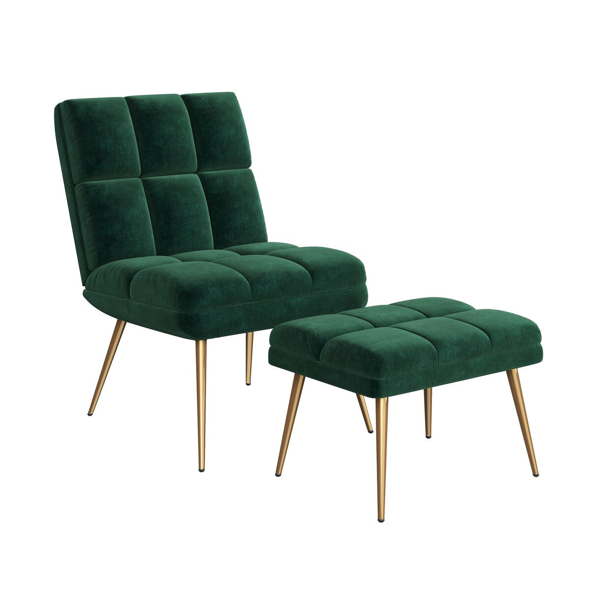 Carson Carrington Pama Velvet Modern Tufted Armless Chair and Ottoman