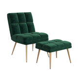 Carson Carrington Pama Velvet Modern Tufted Armless Chair and Ottoman