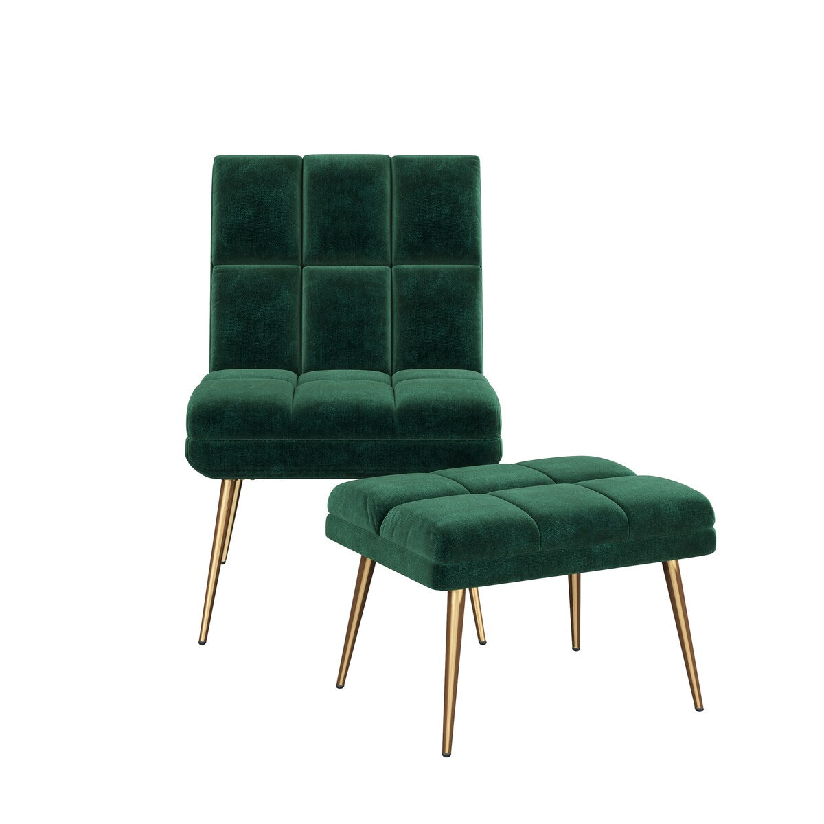 Carson Carrington Pama Velvet Modern Tufted Armless Chair and Ottoman
