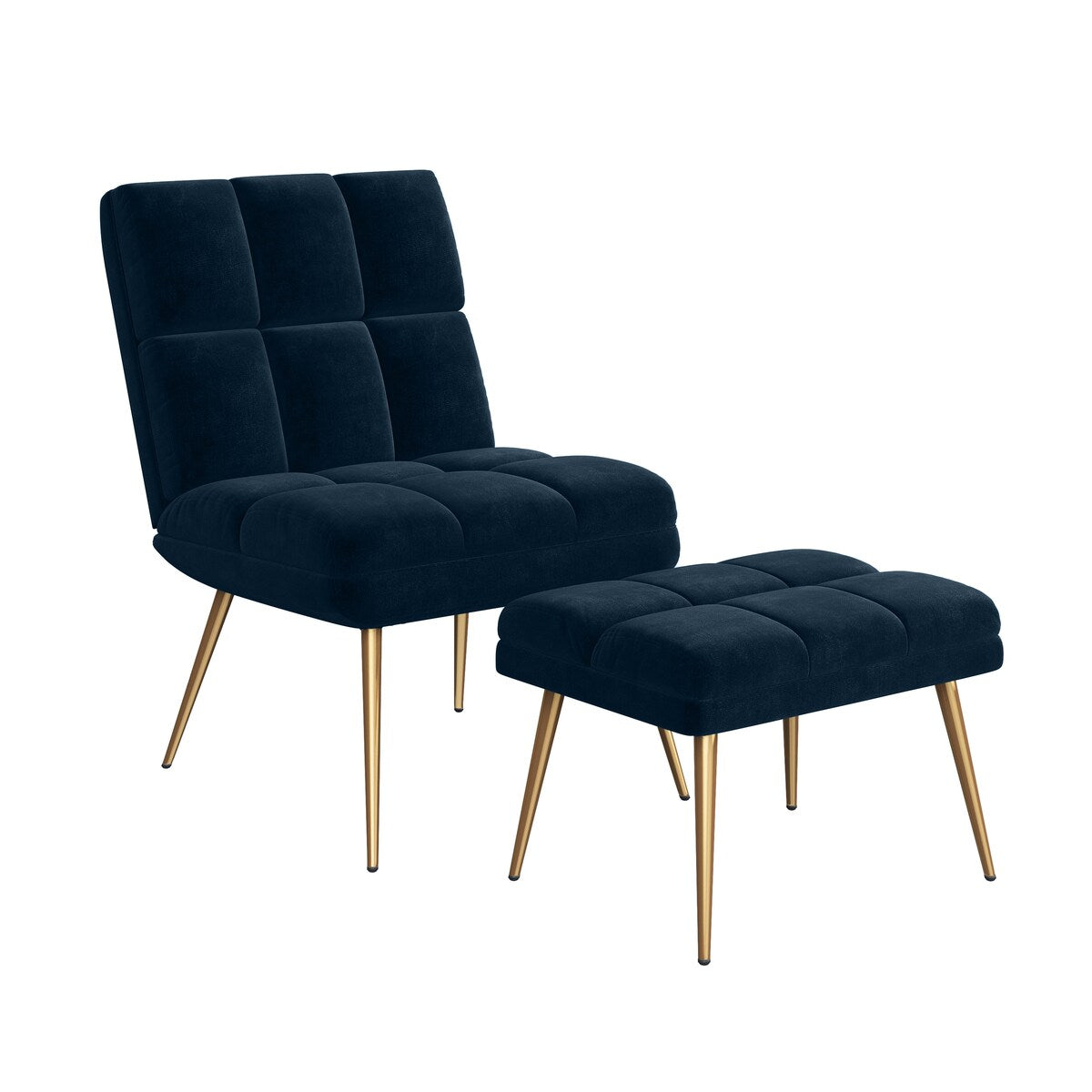 Carson Carrington Pama Velvet Modern Tufted Armless Chair and Ottoman