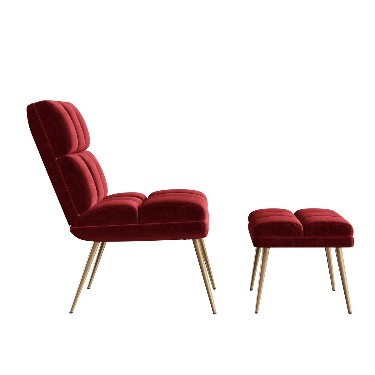 Carson Carrington Pama Velvet Modern Tufted Armless Chair and Ottoman