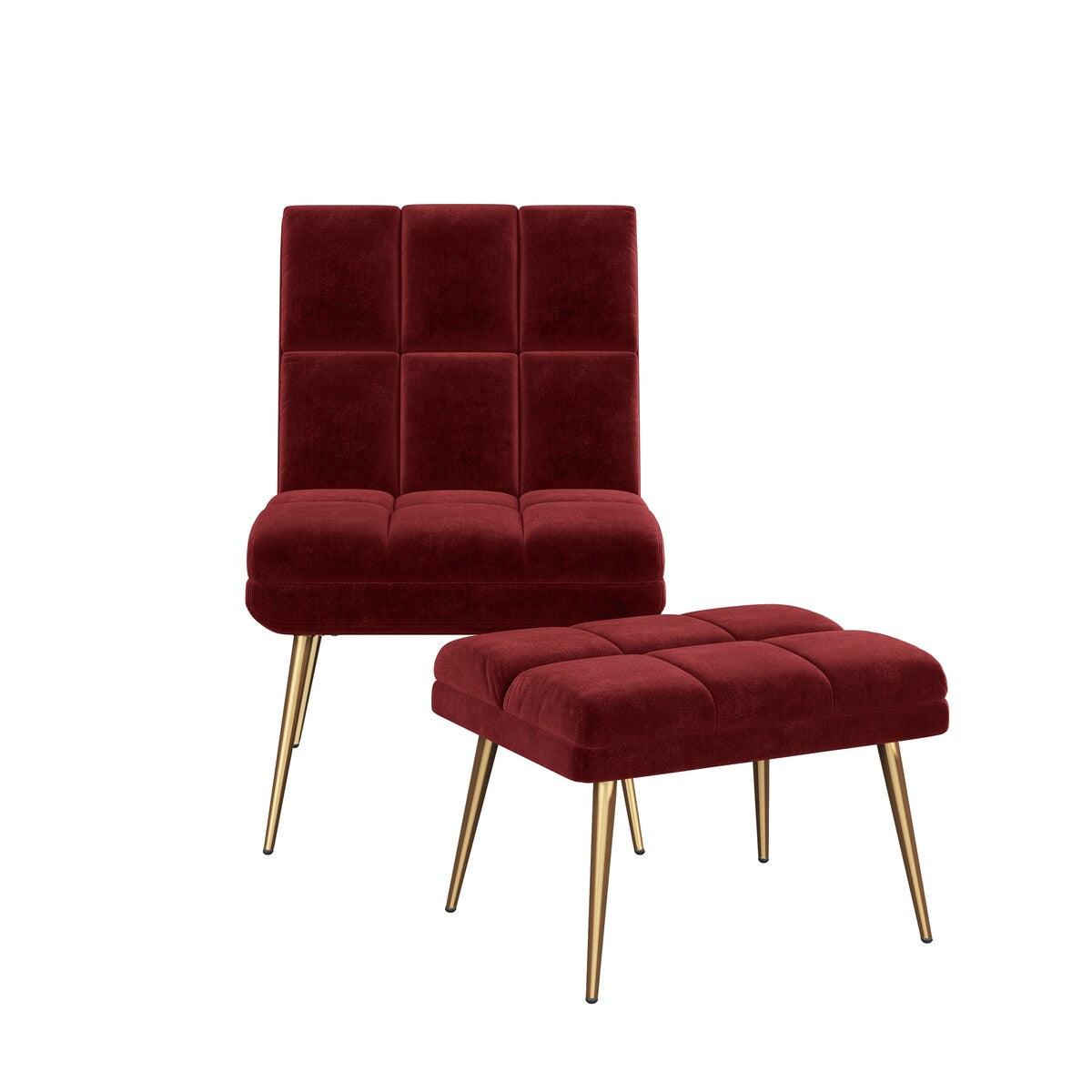 Carson Carrington Pama Velvet Modern Tufted Armless Chair and Ottoman