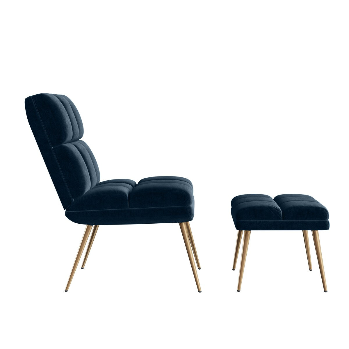 Carson Carrington Pama Velvet Modern Tufted Armless Chair and Ottoman