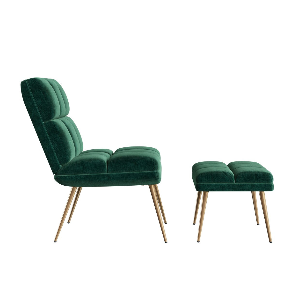 Carson Carrington Pama Velvet Modern Tufted Armless Chair and Ottoman