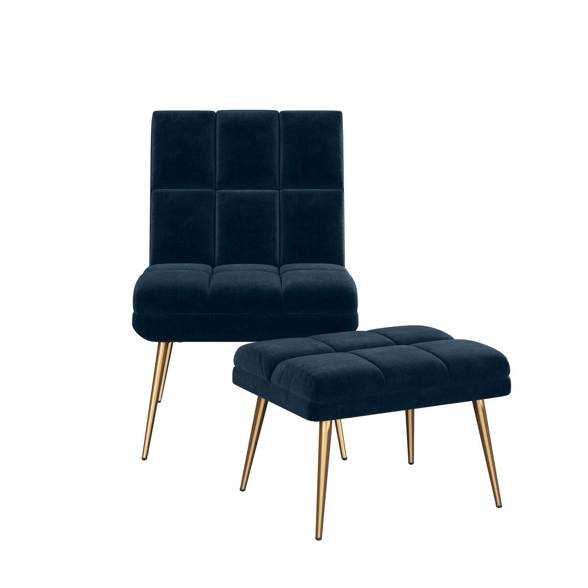 Carson Carrington Pama Velvet Modern Tufted Armless Chair and Ottoman