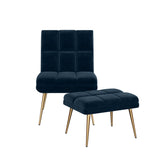 Carson Carrington Pama Velvet Modern Tufted Armless Chair and Ottoman