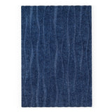Carson Carrington Holstebro Blue/Gold Wavy Stripe Shag Area Rug