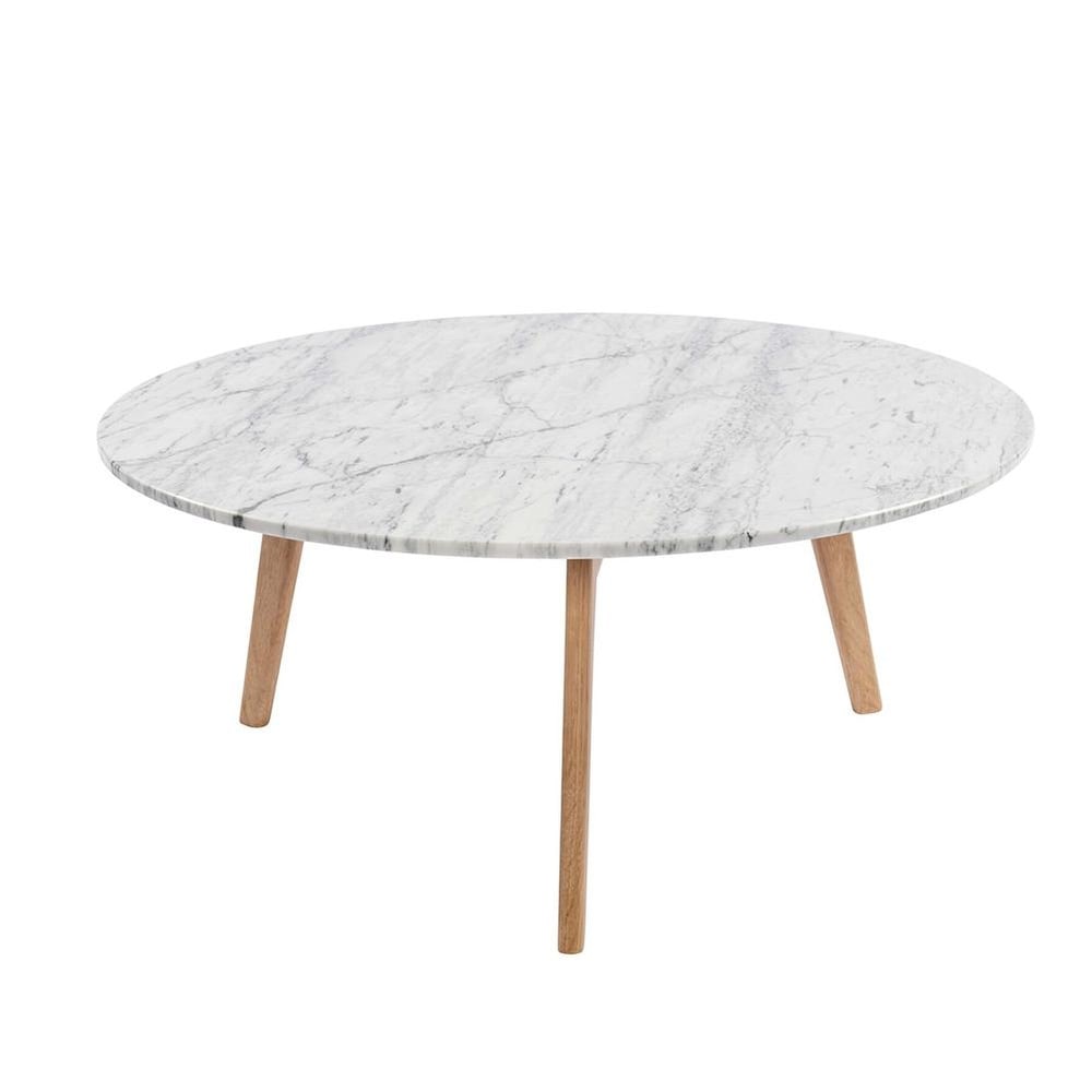 Carson Carrington Tangeberg 31-inch Round Marble Coffee Table with Oak Legs