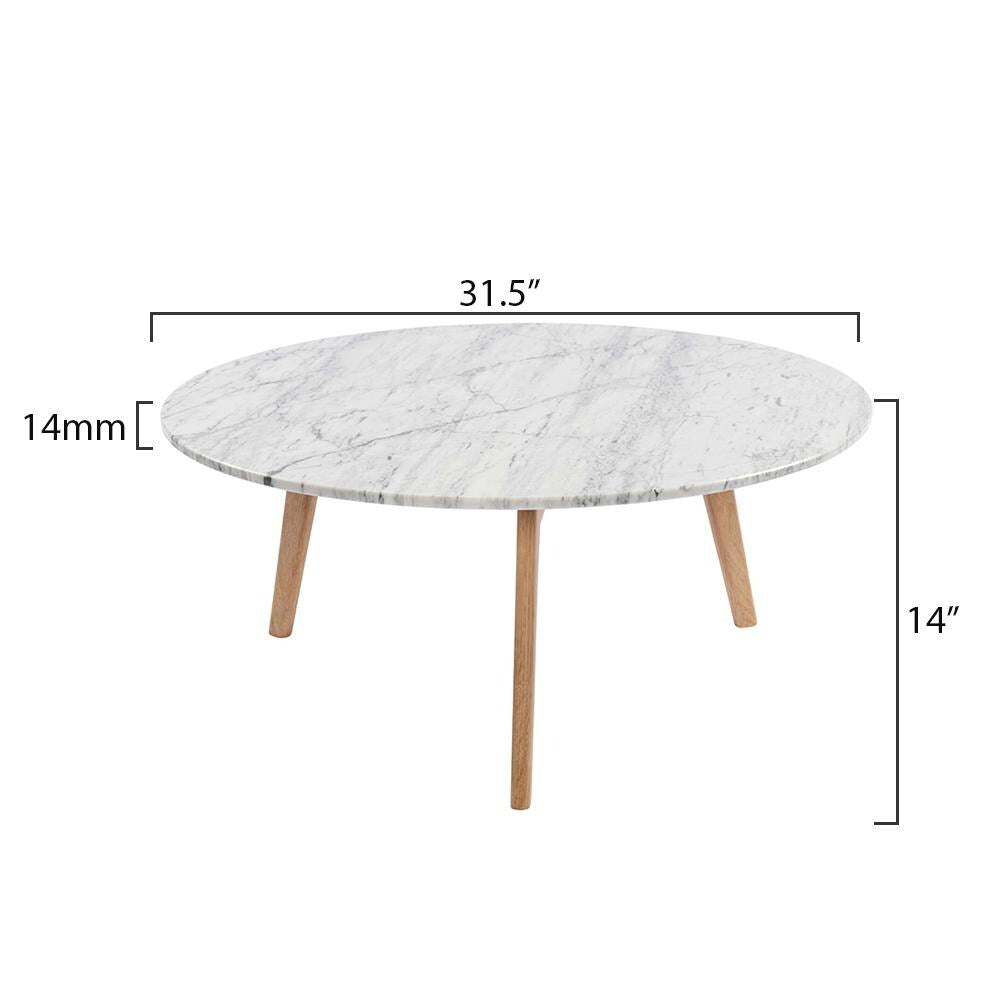 Carson Carrington Tangeberg 31-inch Round Marble Coffee Table with Oak Legs