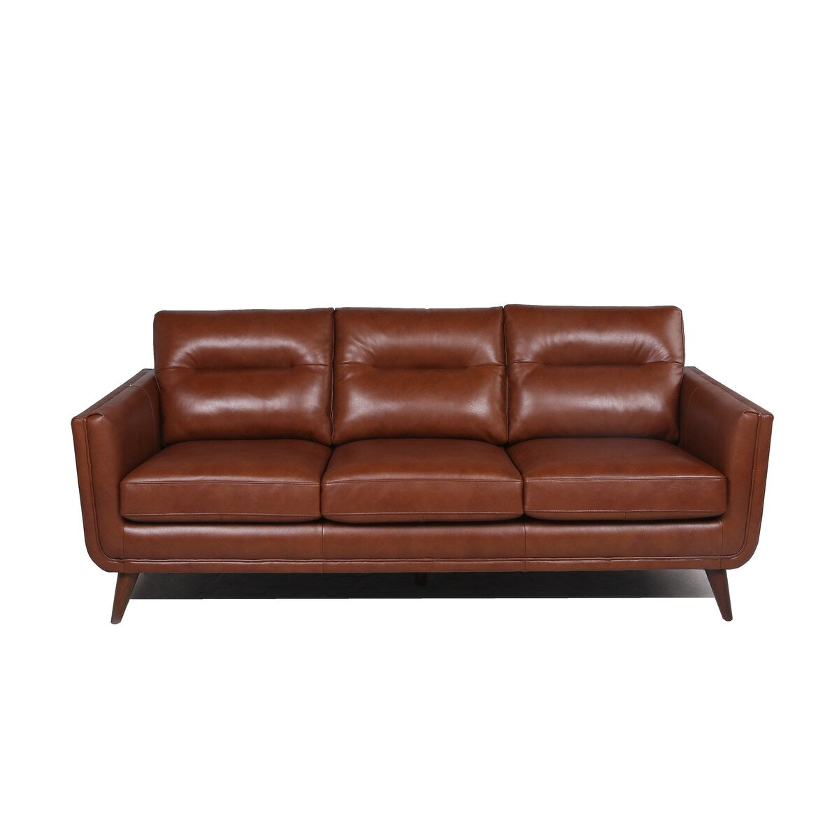 Carson Carrington Varmlandsbro Brown Leather Sofa - 84"Wx37"Dx35"H