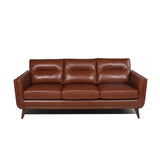Carson Carrington Varmlandsbro Brown Leather Sofa - 84"Wx37"Dx35"H
