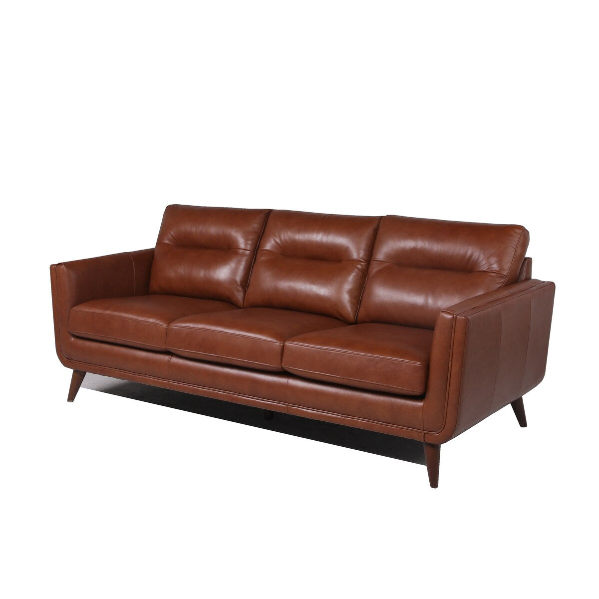 Carson Carrington Varmlandsbro Brown Leather Sofa - 84"Wx37"Dx35"H