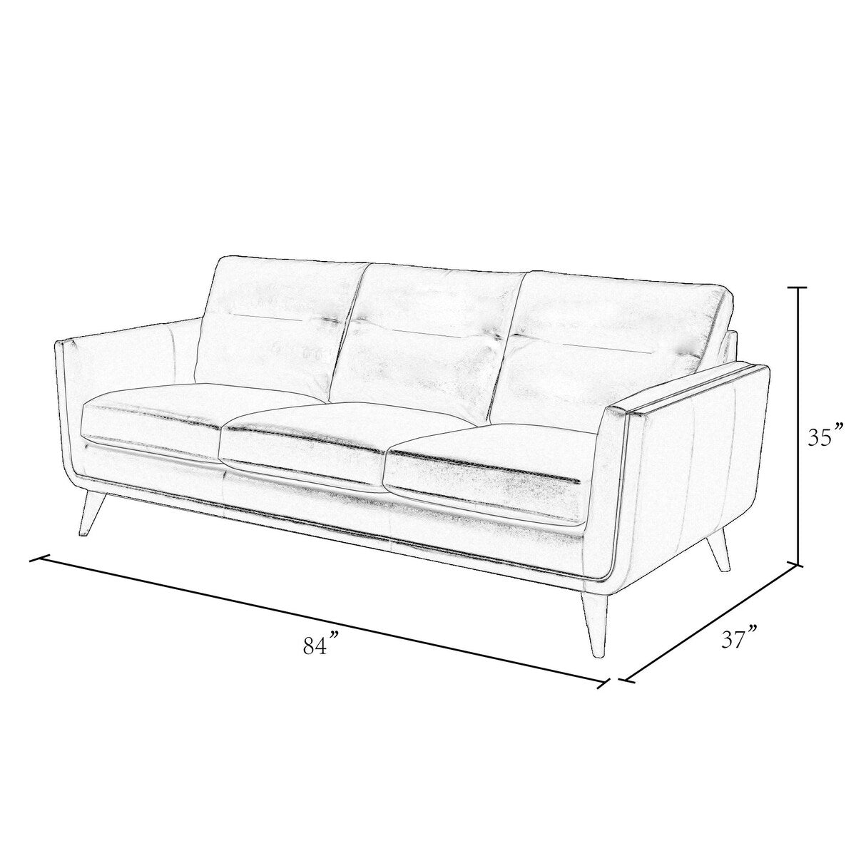 Carson Carrington Varmlandsbro Brown Leather Sofa - 84"Wx37"Dx35"H