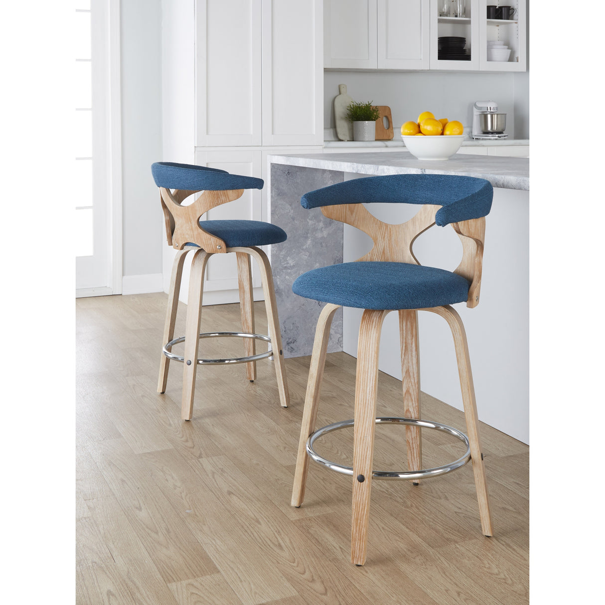 Carson Carrington Viby Fixed-Height Counter Stool with Bent Wood Legs & Round Footrest (Set of 2)