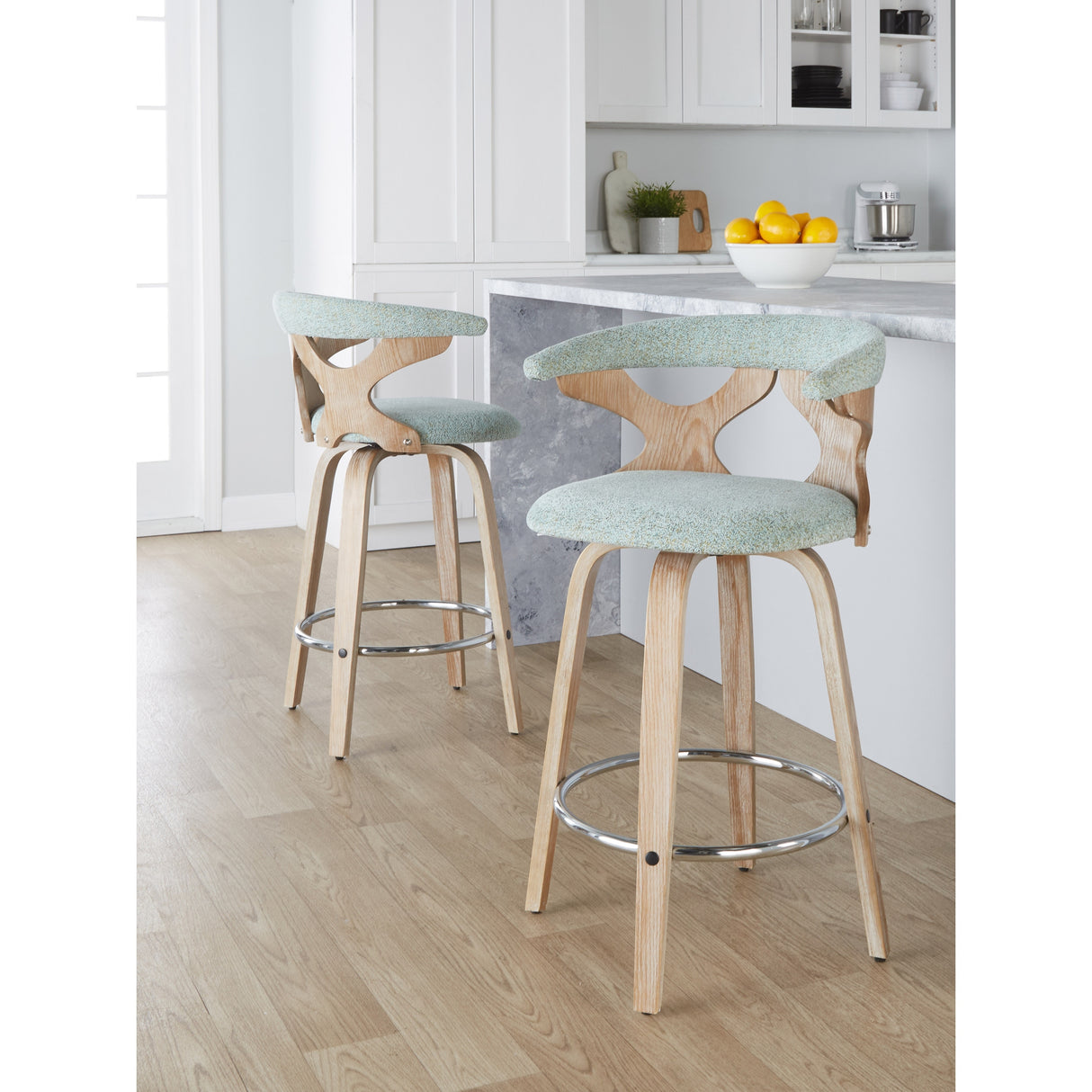 Carson Carrington Viby Fixed-Height Counter Stool with Bent Wood Legs & Round Footrest (Set of 2)
