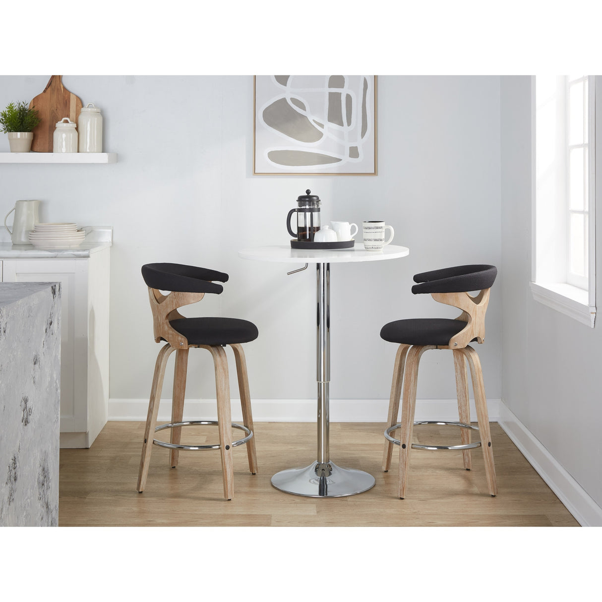 Carson Carrington Viby Fixed-Height Counter Stool with Bent Wood Legs & Round Footrest (Set of 2)
