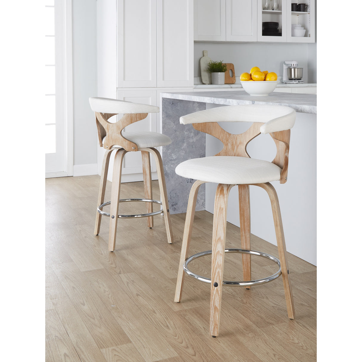 Carson Carrington Viby Fixed-Height Counter Stool with Bent Wood Legs & Round Footrest (Set of 2)