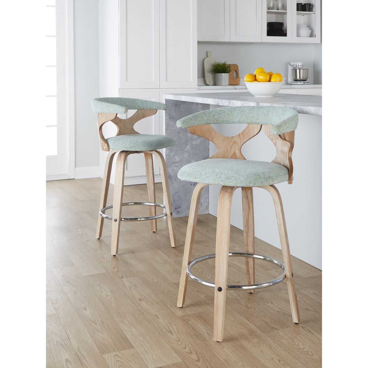 Carson Carrington Viby Fixed-Height Counter Stool with Bent Wood Legs & Round Footrest (Set of 2)
