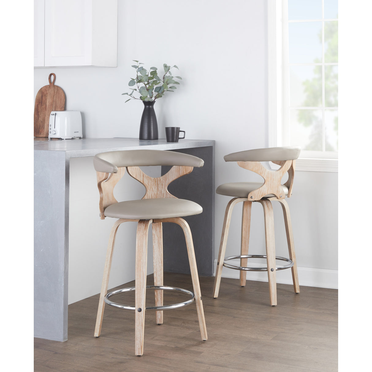 Carson Carrington Viby Fixed-Height Counter Stool with Bent Wood Legs & Round Footrest (Set of 2)