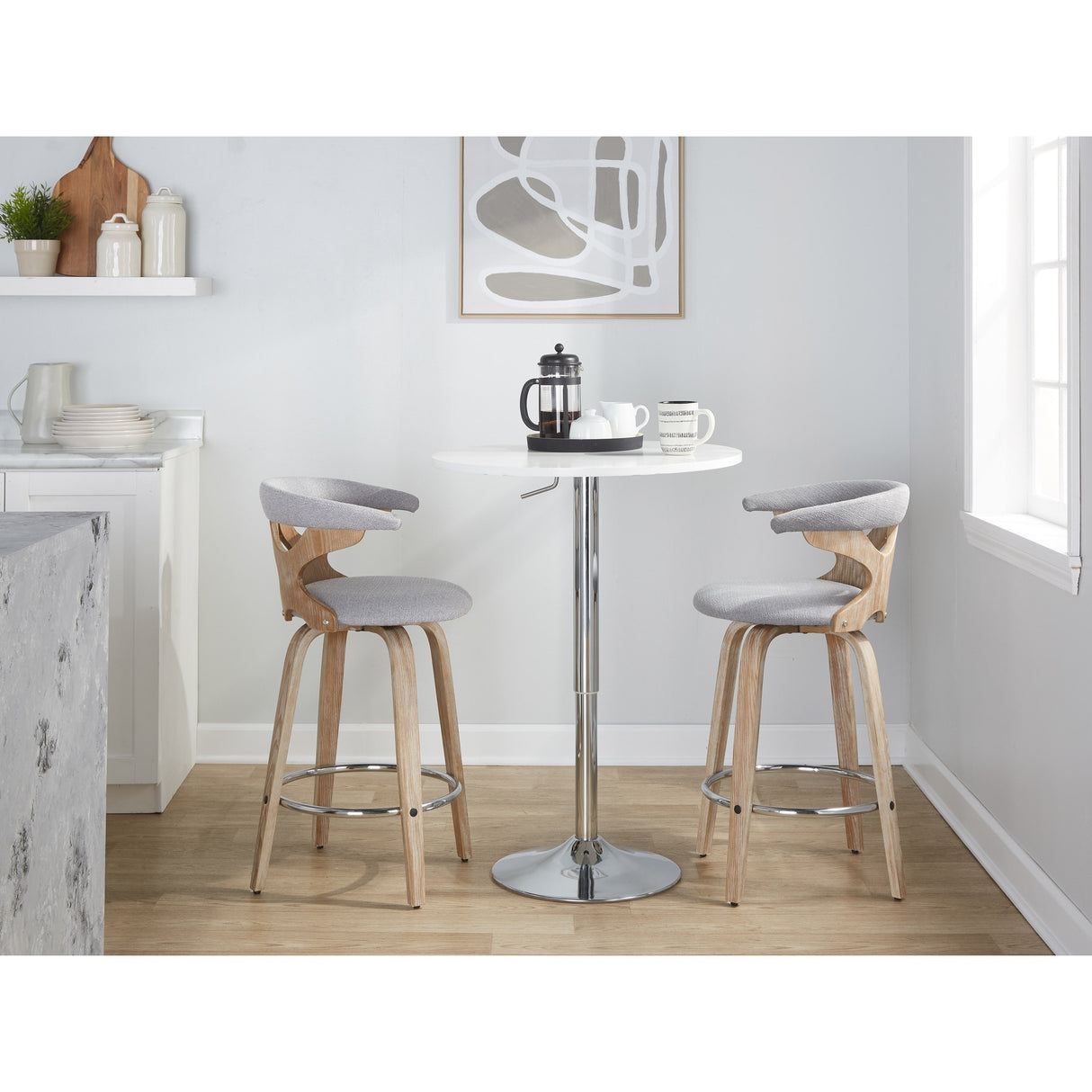 Carson Carrington Viby Fixed-Height Counter Stool with Bent Wood Legs & Round Footrest (Set of 2)