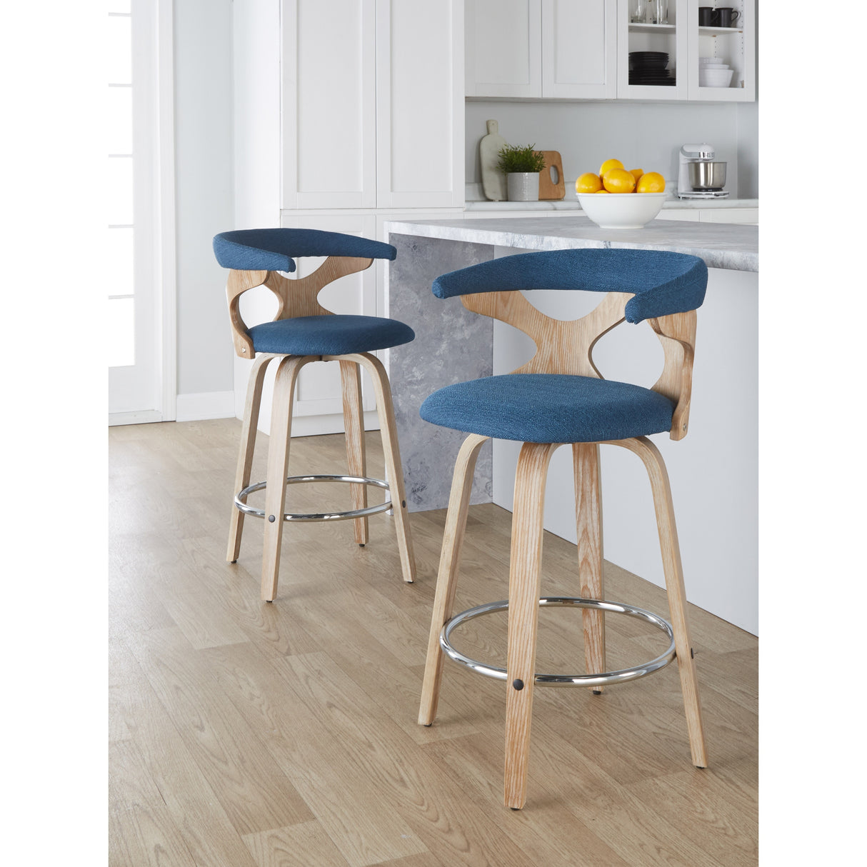 Carson Carrington Viby Fixed-Height Counter Stool with Bent Wood Legs & Round Footrest (Set of 2)