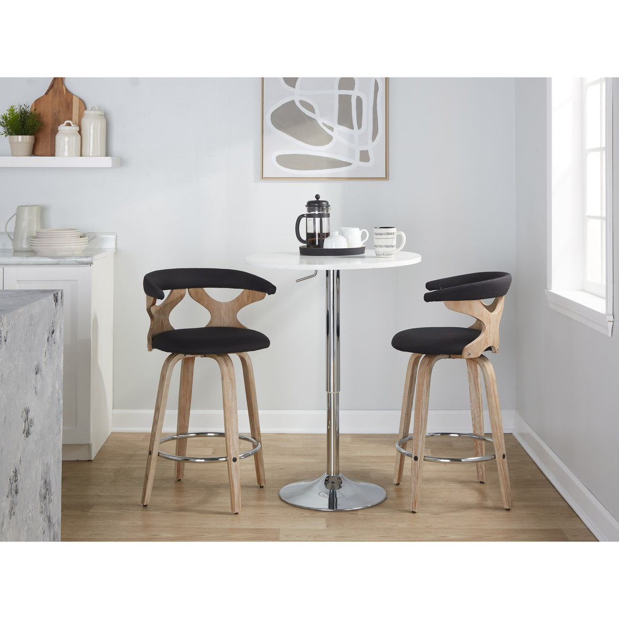 Carson Carrington Viby Fixed-Height Counter Stool with Bent Wood Legs & Round Footrest (Set of 2)