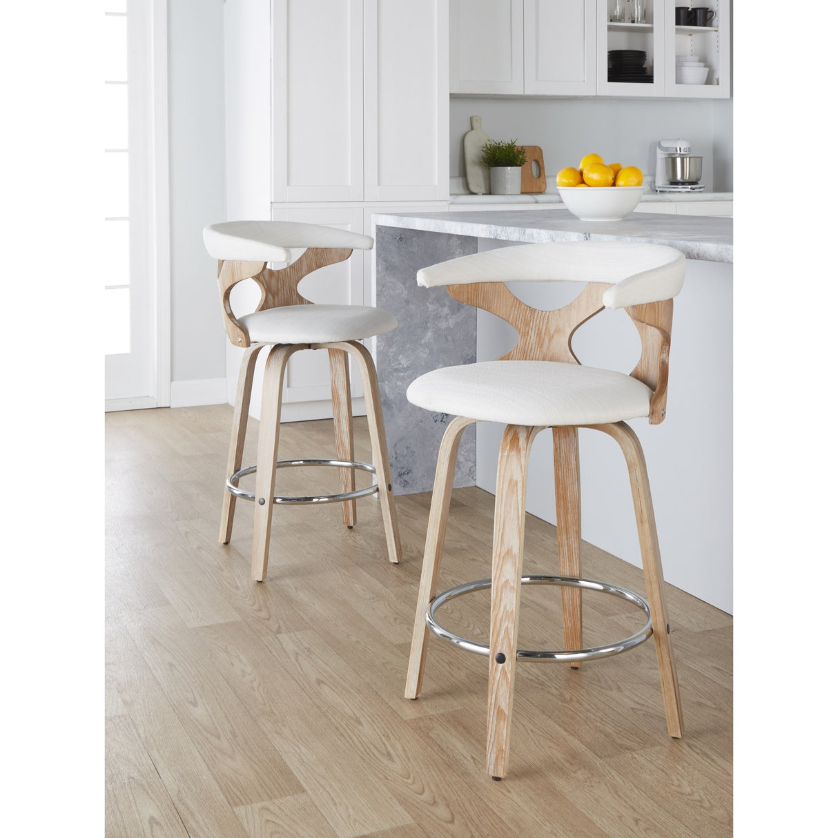Carson Carrington Viby Fixed-Height Counter Stool with Bent Wood Legs & Round Footrest (Set of 2)