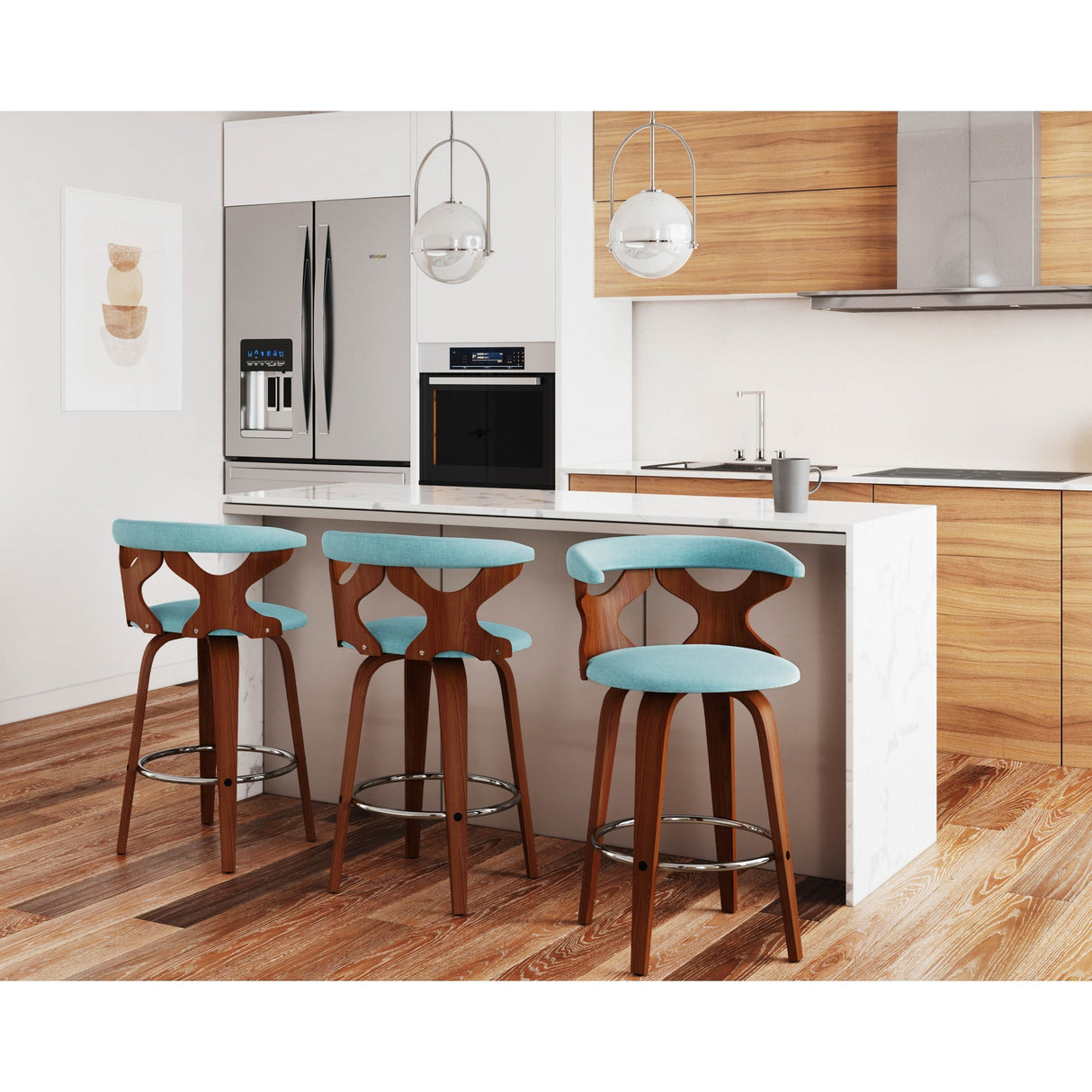 Carson Carrington Viby Fixed-Height Counter Stool with Bent Wood Legs & Round Footrest (Set of 2)