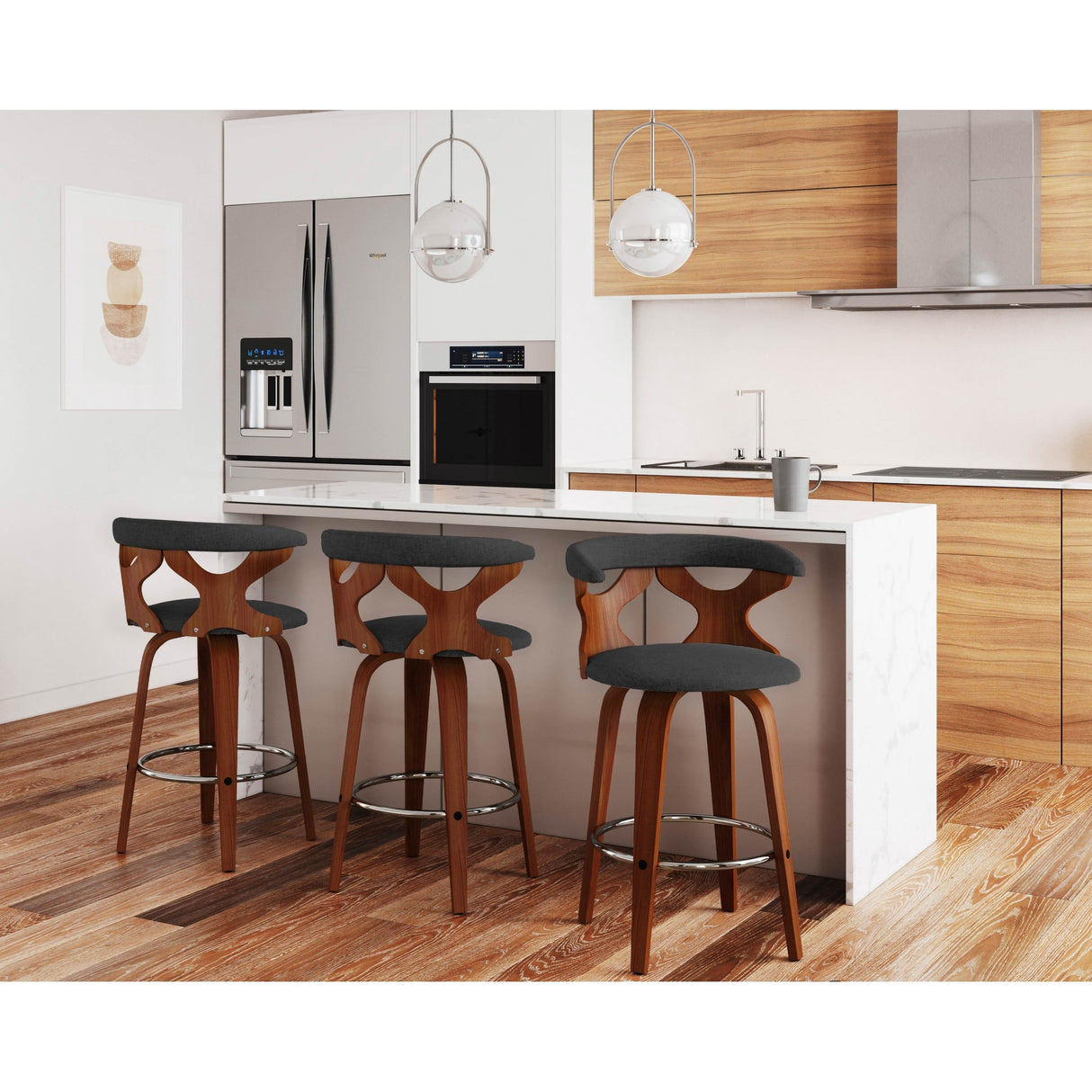 Carson Carrington Viby Fixed-Height Counter Stool with Bent Wood Legs & Round Footrest (Set of 2)