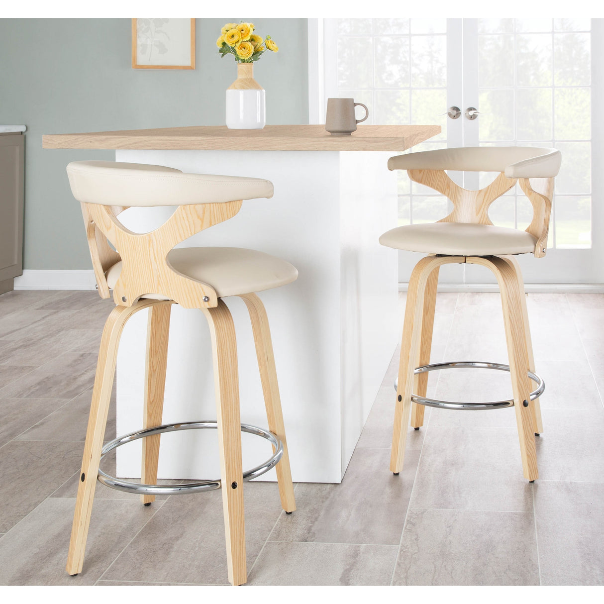 Carson Carrington Viby Fixed-Height Counter Stool with Bent Wood Legs & Round Footrest (Set of 2)