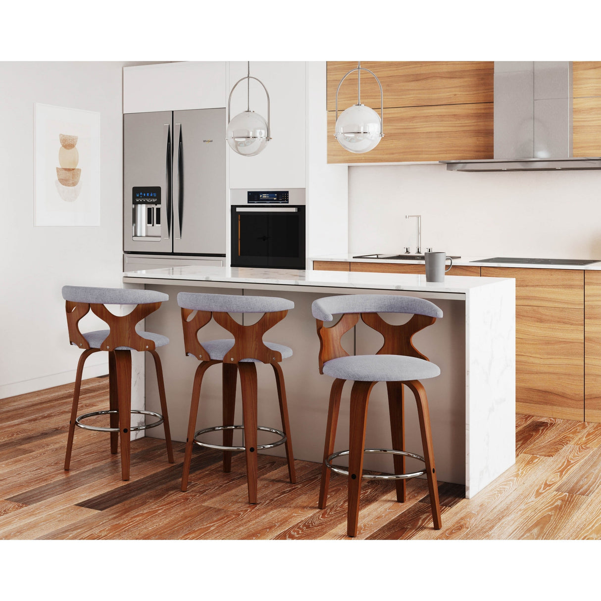 Carson Carrington Viby Fixed-Height Counter Stool with Bent Wood Legs & Round Footrest (Set of 2)