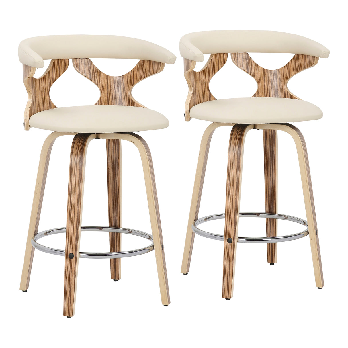 Carson Carrington Viby Fixed-Height Counter Stool with Bent Wood Legs & Round Footrest (Set of 2)