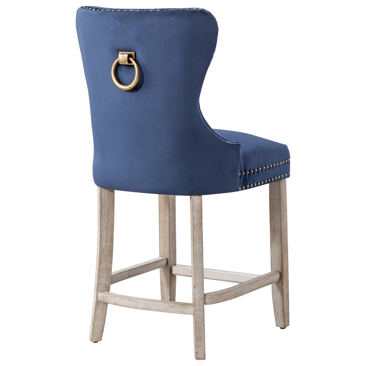 Carter 24" Wingback Tufted Nailhead Counter Stool (Set of 2), Antique Grey Legs