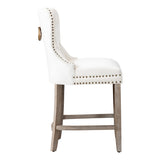 Carter 24" Wingback Tufted Nailhead Counter Stool (Set of 2), Antique Grey Legs