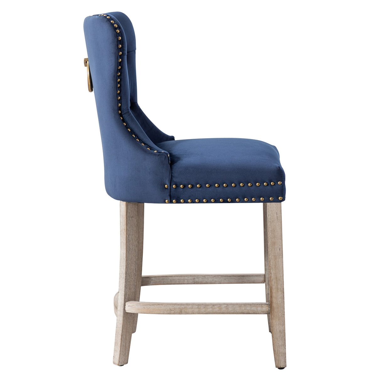 Carter 24" Wingback Tufted Nailhead Counter Stool (Set of 2), Antique Grey Legs